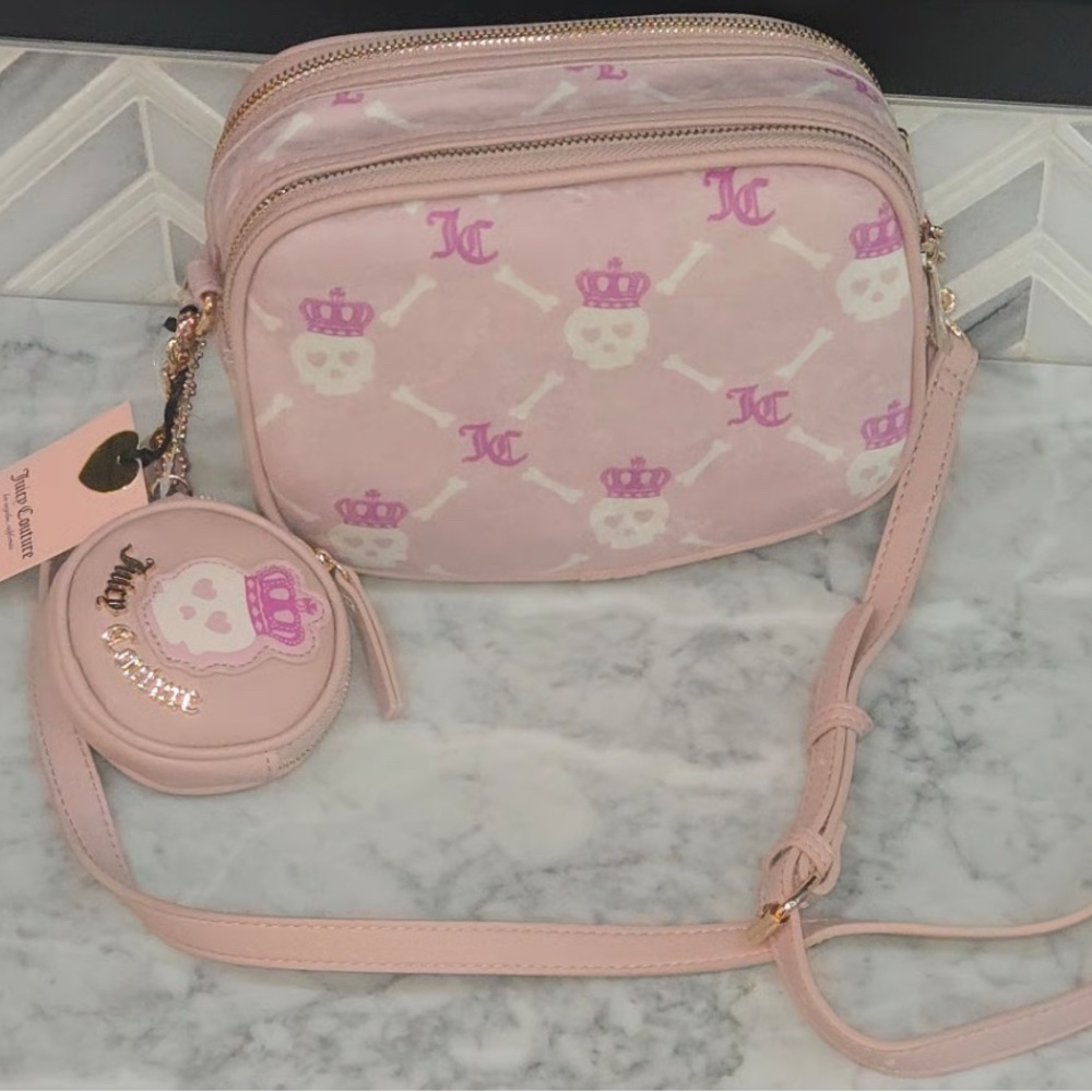 Juicy Couture Blush Pink Crossbody with Skull Motif